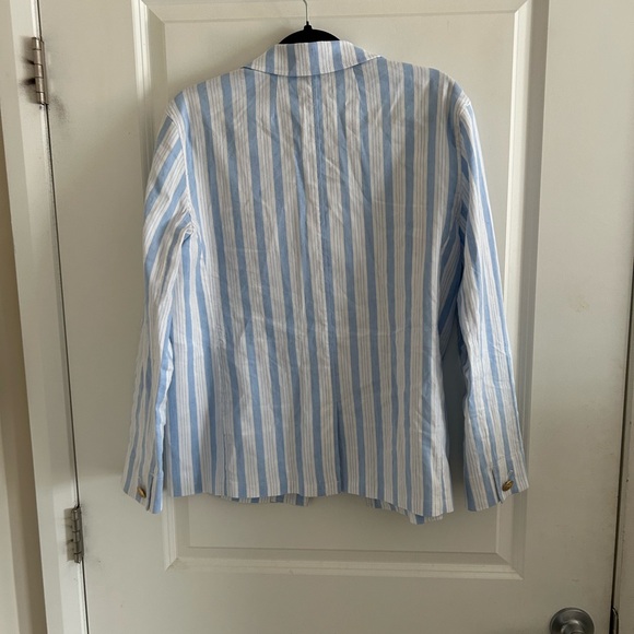 J. Crew Light Blue and White Striped Blazer - Picture 9 of 11